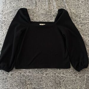 Madewell Black Ribbed Square Neck Top